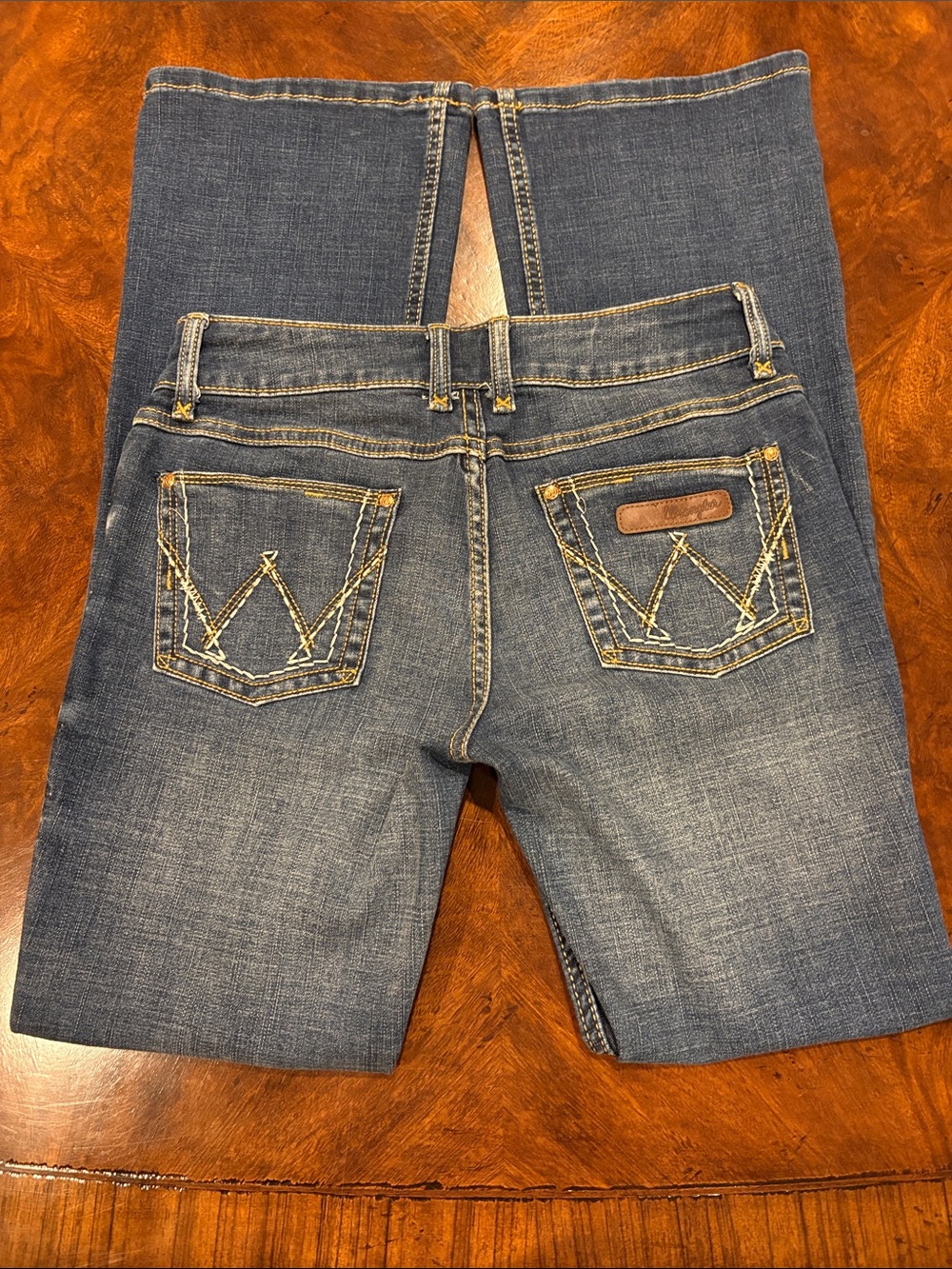 Wrangler Women's Dark Blue Flare Jeans with Faded Detail